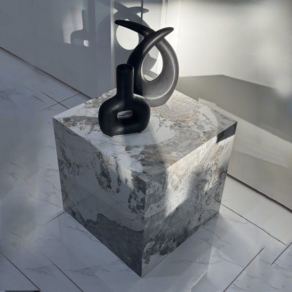 Calacatta Marble Square Plinth Side Table - Image 5