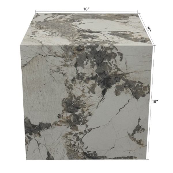 Calacatta Marble Square Plinth Side Table - Image 4